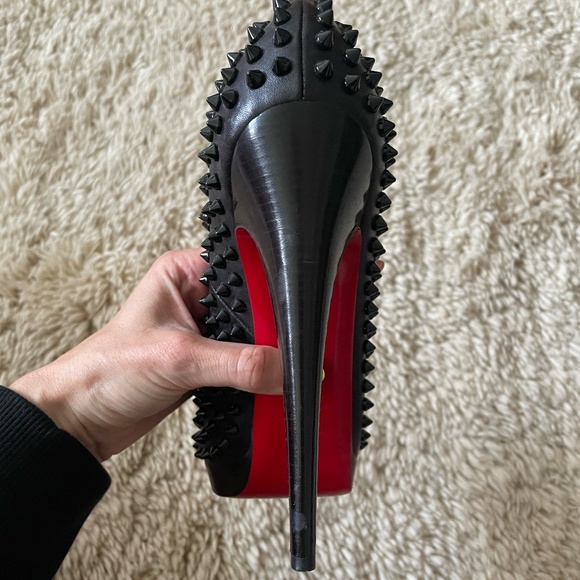 Christian Louboutin Black on Black Spike Heels - Picture 3 of 8
